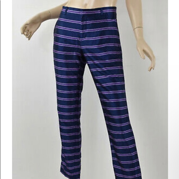 NWT BANANA REPUBLIC Ryan Navy Striped Pants 12 - Picture 1 of 4